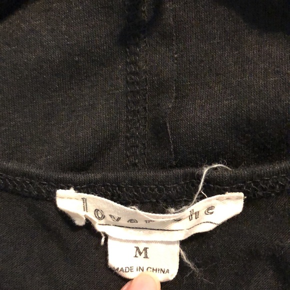 Love riche black long tunic short sleeve shirt top T-shirt seam front printed M - Picture 5 of 7